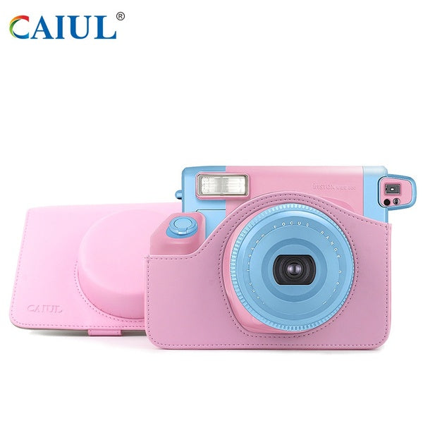 CAIUL Vintage Camera Case Bag For Fujifilm INSTAX Wide 300 Instant Camera,PU Leather Pink