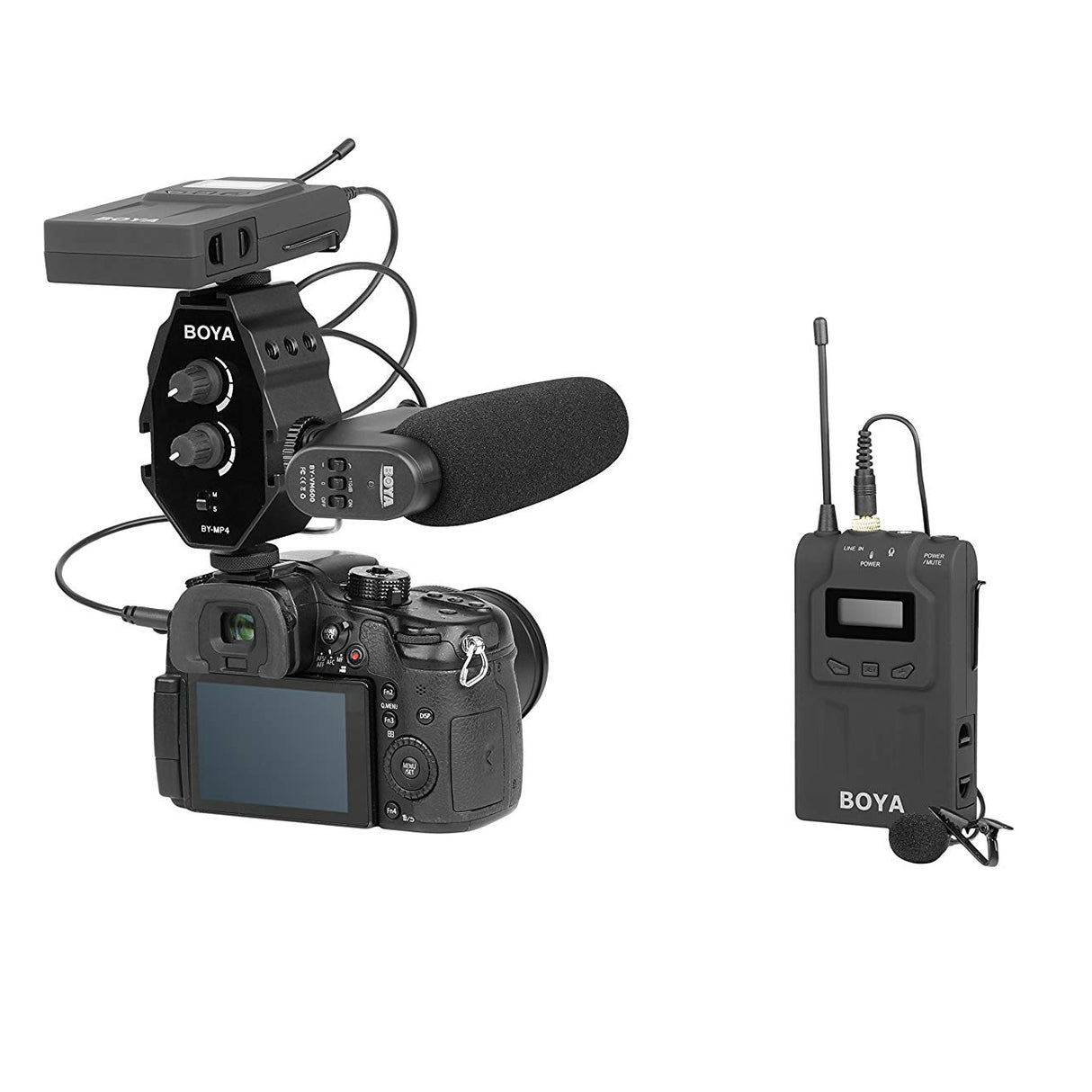 BOYA BY-MP4 Microphone Audio Mixer & Compact Dual-Mic Mounting Hub for Smartphones & DSLR Cameras & Camcorders (MP4)