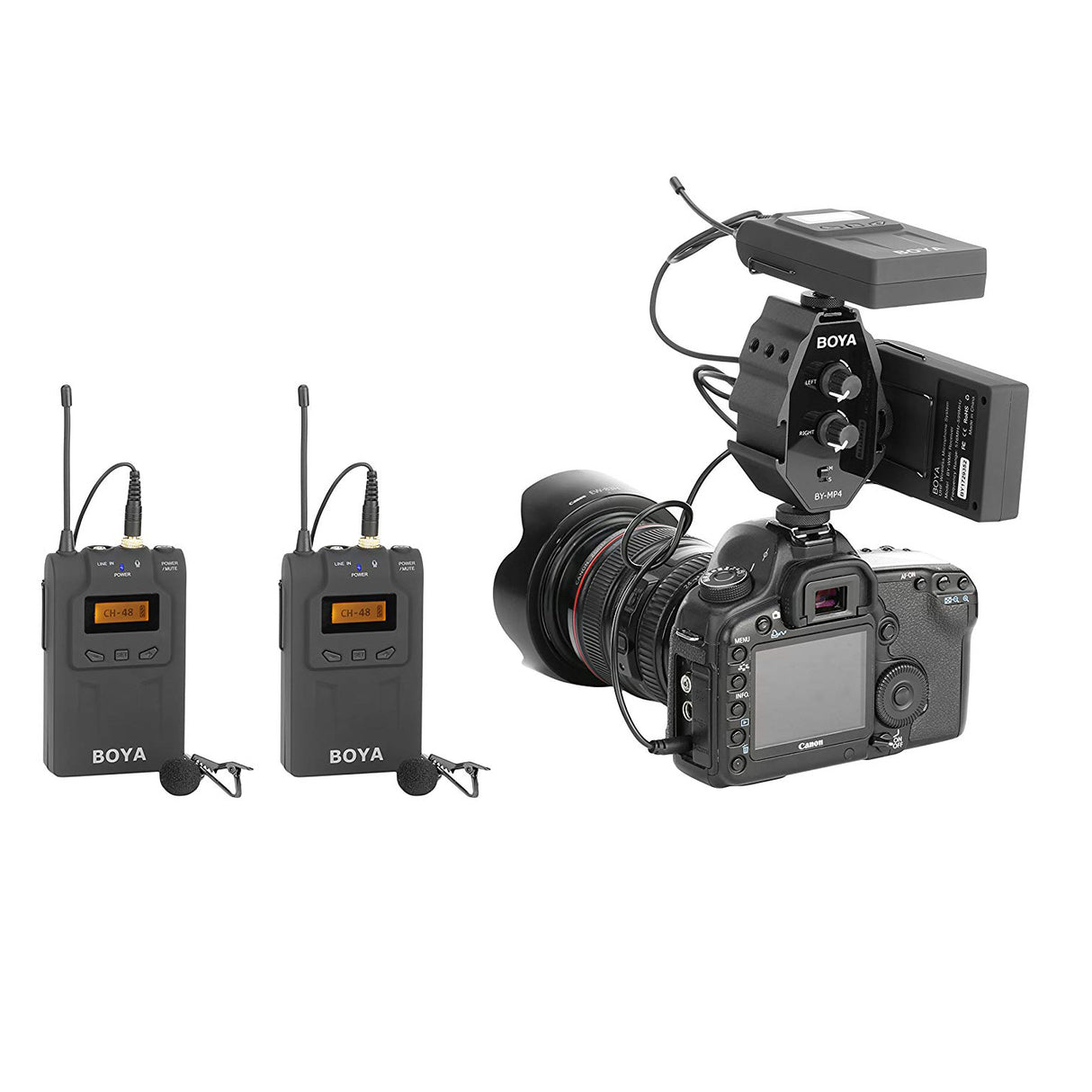 BOYA BY-MP4 Microphone Audio Mixer & Compact Dual-Mic Mounting Hub for Smartphones & DSLR Cameras & Camcorders (MP4)