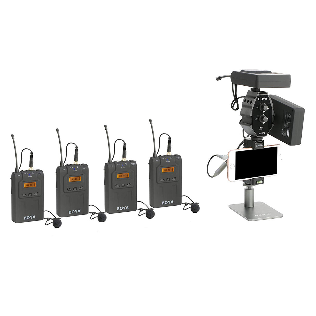 BOYA BY-MP4 Microphone Audio Mixer & Compact Dual-Mic Mounting Hub for Smartphones & DSLR Cameras & Camcorders (MP4)