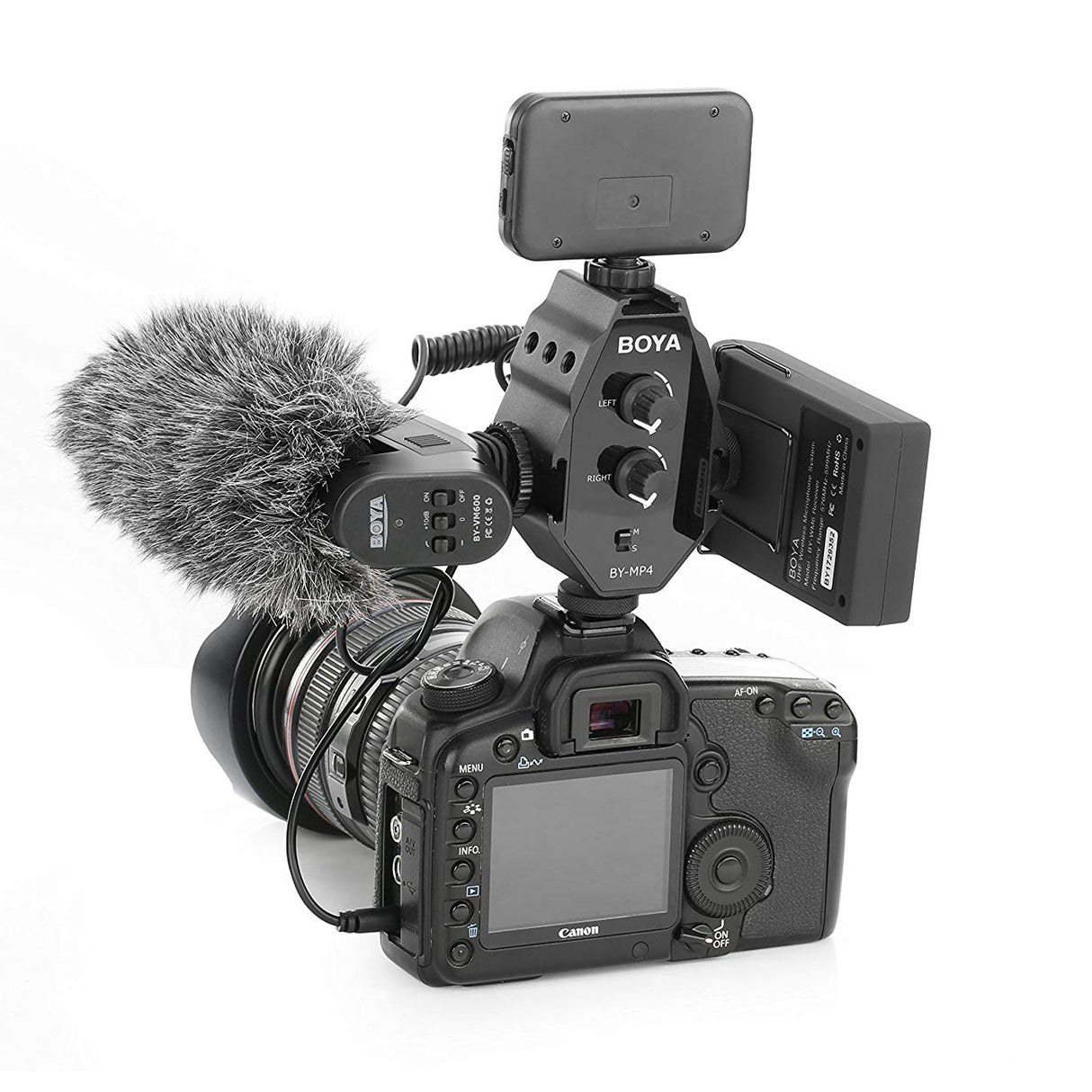 BOYA BY-MP4 Microphone Audio Mixer & Compact Dual-Mic Mounting Hub for Smartphones & DSLR Cameras & Camcorders (MP4)
