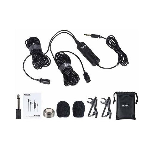 BOYA By-M1DM Dual omni-directional Lavalier with furry Windscreen Microphone