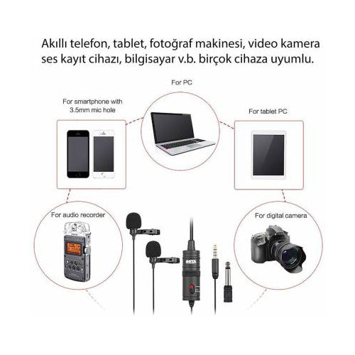BOYA By-M1DM Dual omni-directional Lavalier with furry Windscreen Microphone