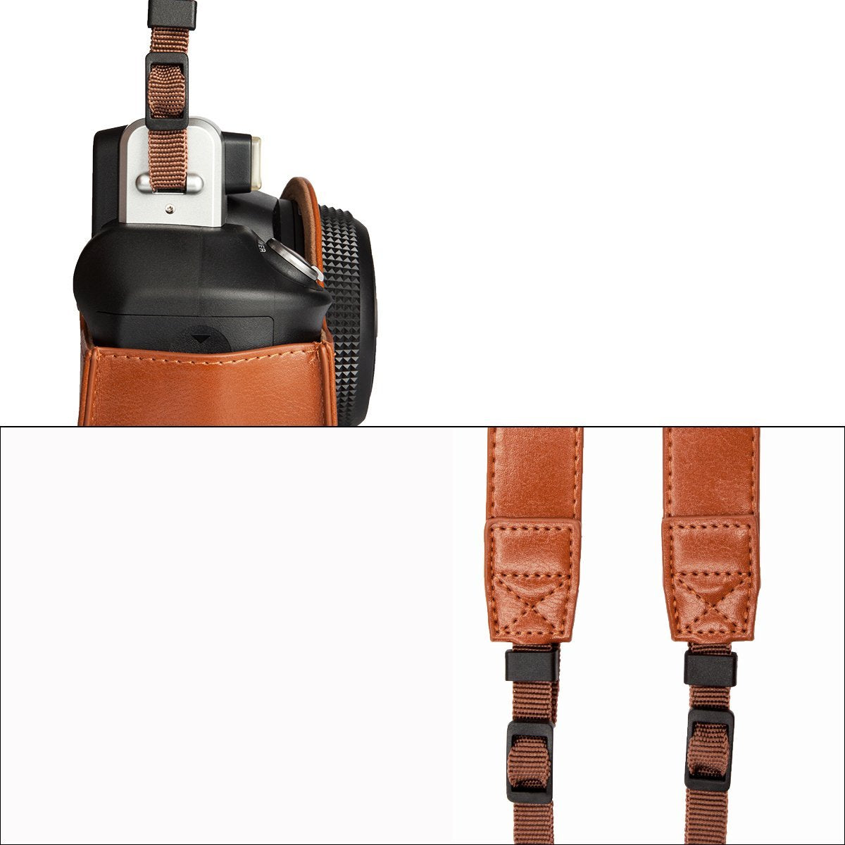 CAIUL Vintage Camera Case Bag For Fujifilm INSTAX Wide 300 Instant Camera,PU Leather Brown
