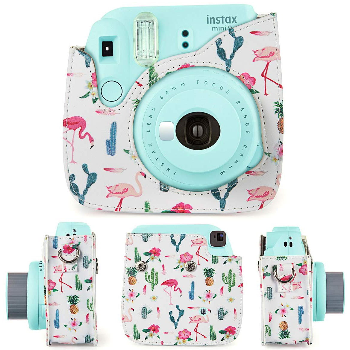 Caiul Pu Leather Fujifilm Instax Mini 11/ 9 Camera Bag Cactus flamingos