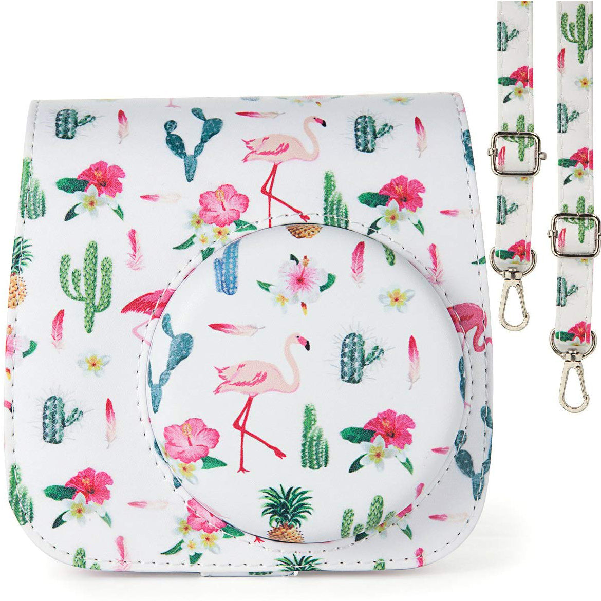 Caiul Pu Leather Fujifilm Instax Mini 11/ 9 Camera Bag Cactus flamingos