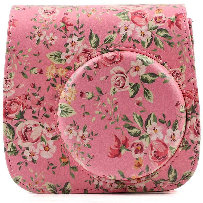 Caiul Pu Leather Fujifilm Instax Mini 11/ 9 Camera Bag Pink roses