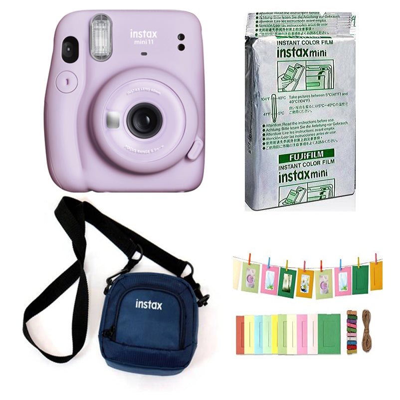 FUJIFILM INSTAX Mini 11 Instant Camera with 10 sheets film roll + camera case + bunting1, kit. Lilac Purple