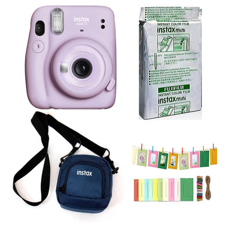 FUJIFILM INSTAX Mini 11 Instant Camera with 10 sheets film roll + camera case + bunting1, kit. Lilac Purple