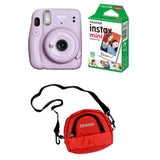 FUJIFILM INSTAX Mini 11 Instant Film Camera with 10X1 Pack of Instant Film With Red Pouch Kit (10 Exposures) Lilac Purple
