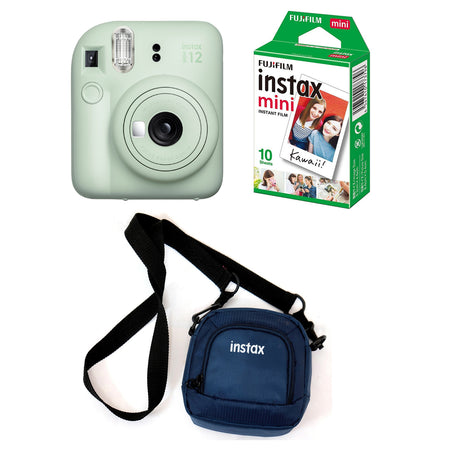 FUJIFILM INSTAX Mini 12 Instant Film Camera with 10X1 Pack of Instant Film With Pouch Kit (10 Exposures) Mint Green