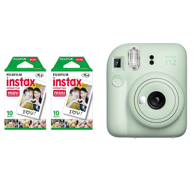 FUJIFILM INSTAX Mini 12 Instant Film Camera with 10X2 Pack of Instant Film Mint Green