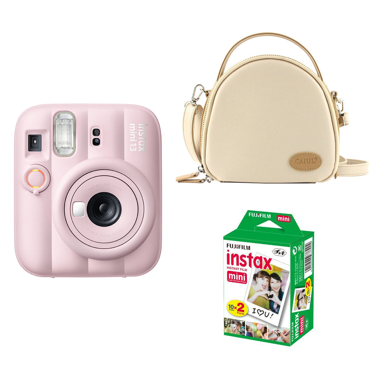 FUJIFILM-INSTAX-Mini-13-Instant-Film-Camera-with-Cream-shell-bag-and-20-Shots-Instant-film-(Candy-Pink)-1