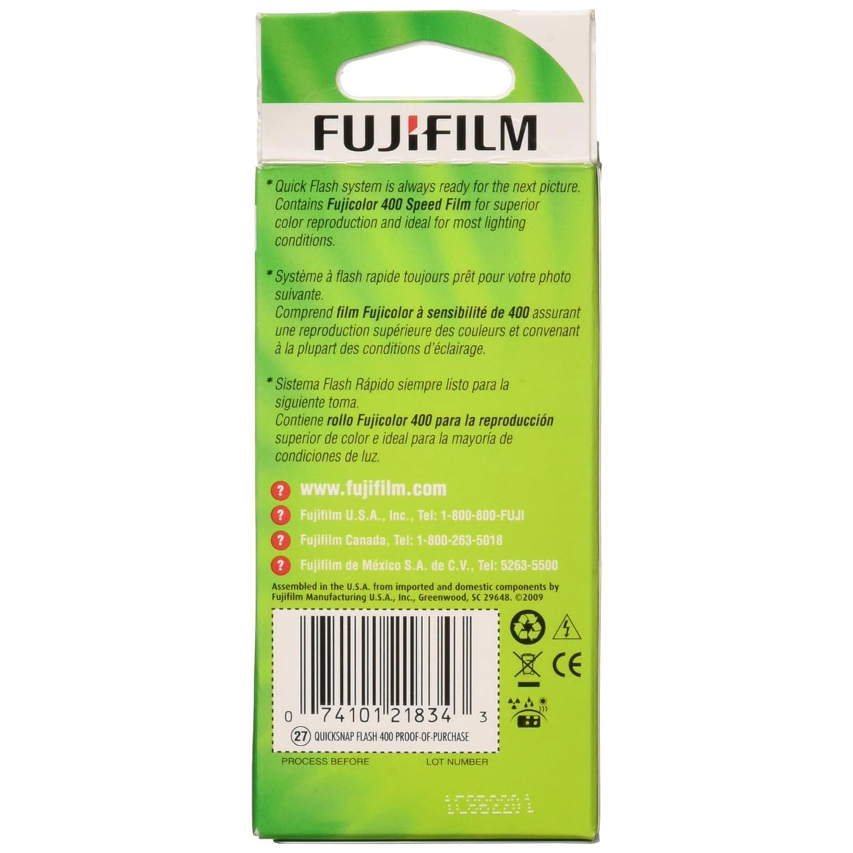 FUJIFILM QuickSnap Flash 400 One-Time-Use Disposable Camera (27 Exposures)