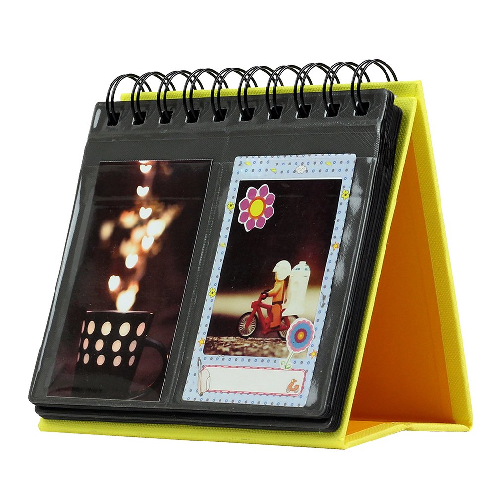 CAIUL 68 Pockets Desk Calendar Style Photo Album for Fujifilm Instax Mini 7s 8 8+ 9 25 26 50s 70 90 Films Yellow