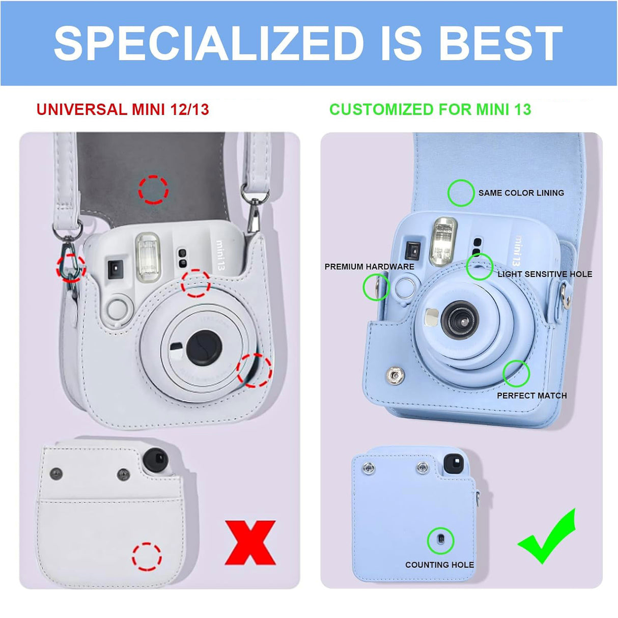 Zikkon Carrying Bag with Adjustable Shoulder Strap for FujiFilm Instax Mini 13 Camera