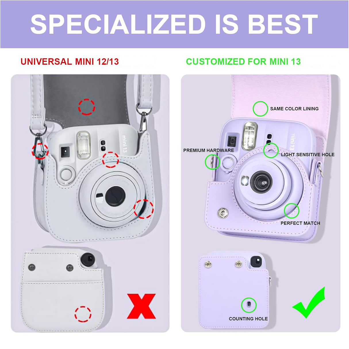 Zikkon Carrying Bag with Adjustable Shoulder Strap for FujiFilm Instax Mini 13 Camera