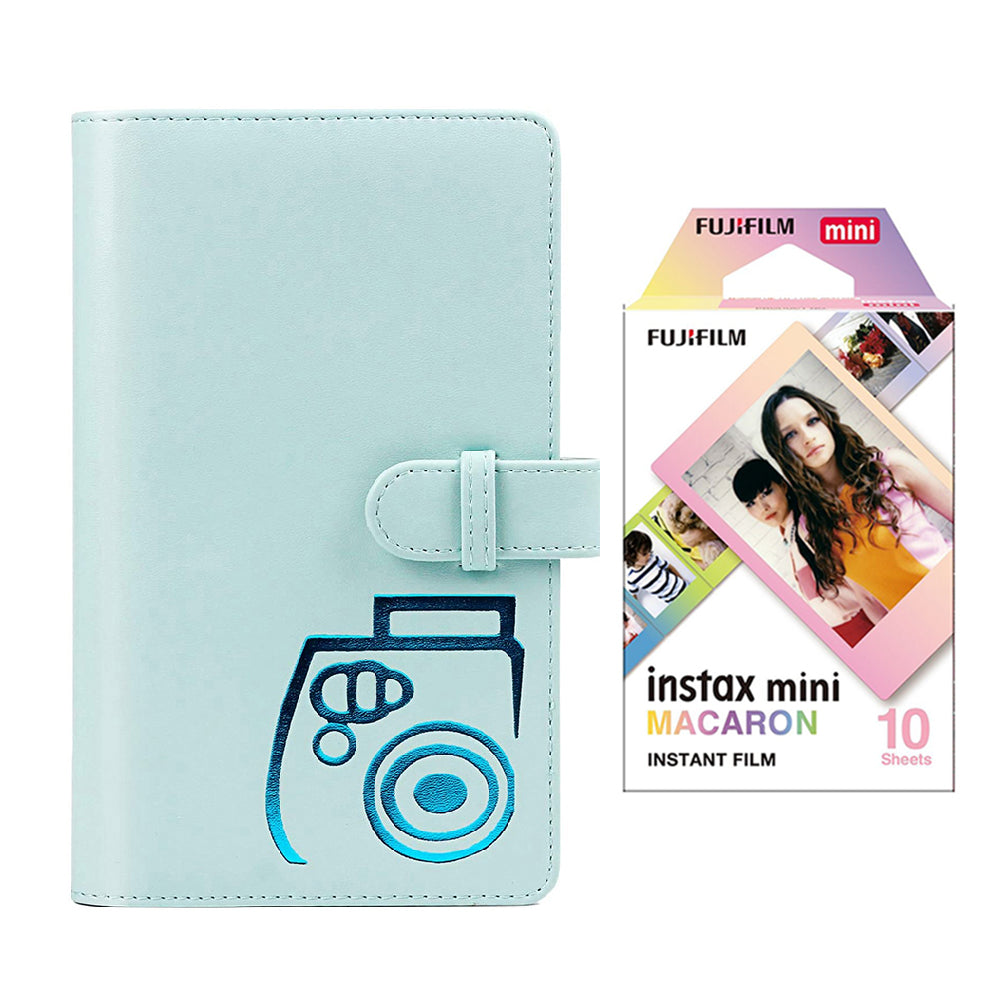 Fujifilm Instax mini 10X1 macaron Instant Film with 96-sheet Album for mini film (Ice blue)