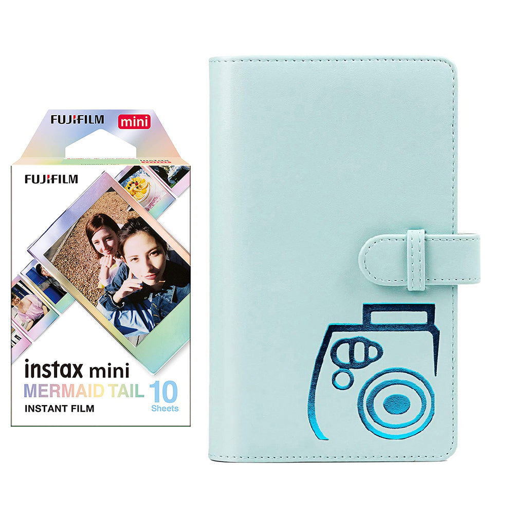 Fujifilm Instax mini 10X1 mermaid tail Instant Film with 96-sheet Album for mini film (Ice blue)