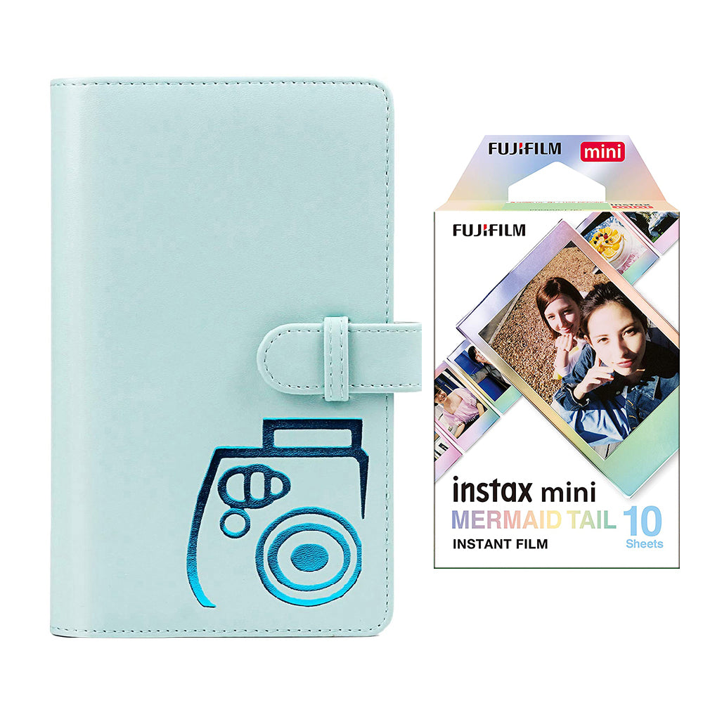 Fujifilm Instax mini 10X1 mermaid tail Instant Film with 96-sheet Album for mini film (Ice blue)