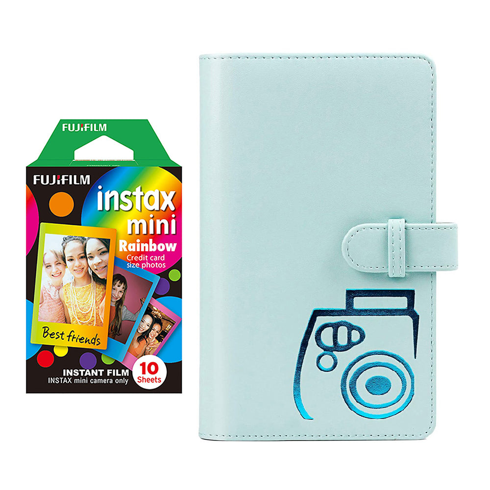 Fujifilm Instax mini 10X1 rainbow Instant Film with 96-sheet Album for mini film (Ice blue)