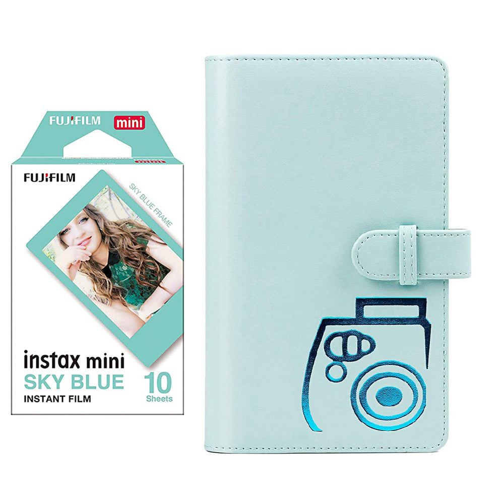 Fujifilm Instax mini 10X1 sky blue Instant Film with 96-sheet Album for mini film (Ice blue)