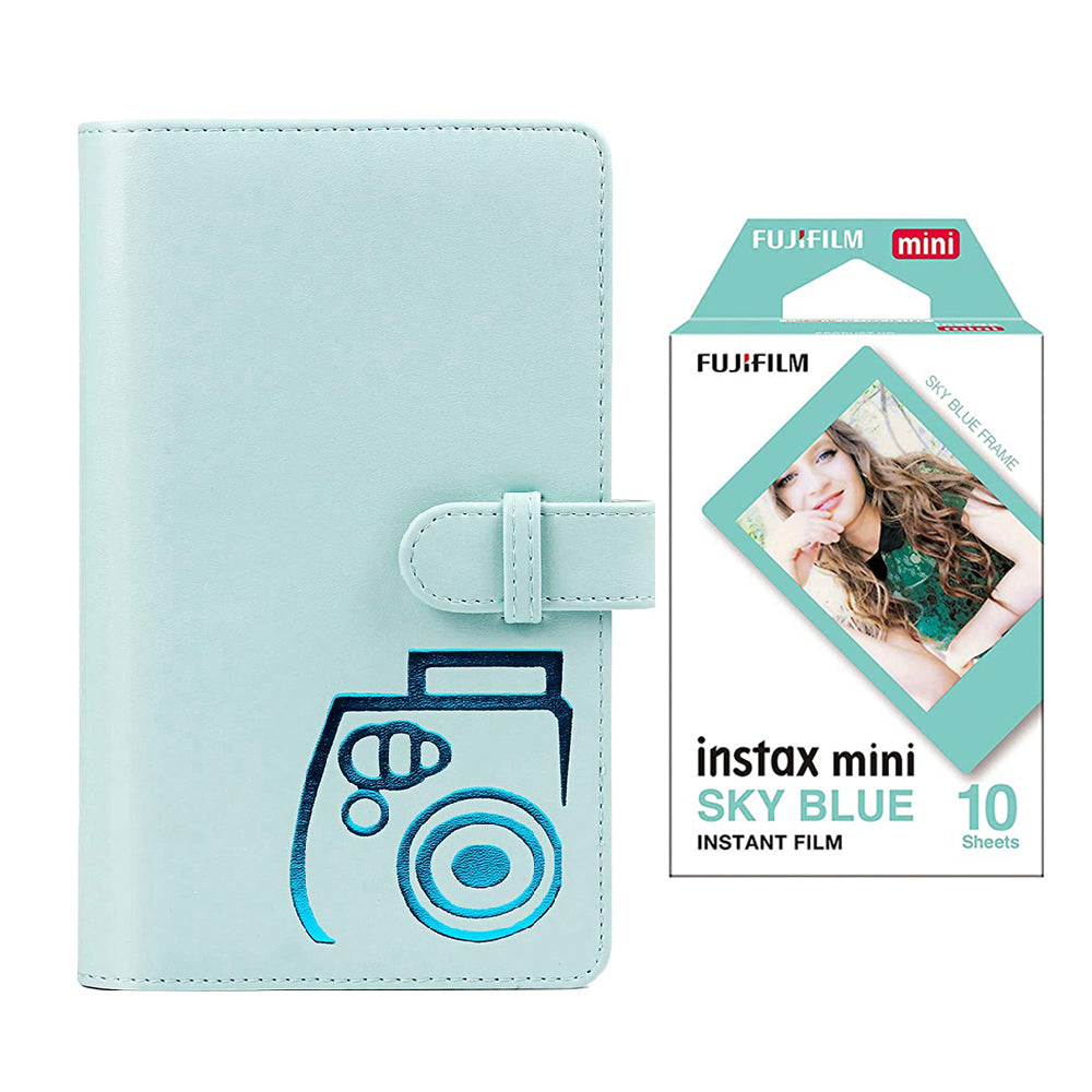 Fujifilm Instax mini 10X1 sky blue Instant Film with 96-sheet Album for mini film (Ice blue)