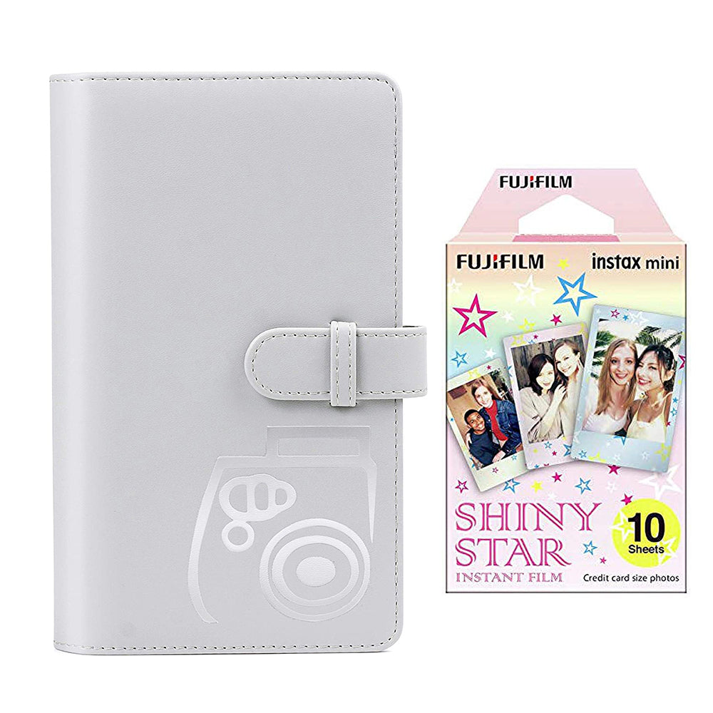 Fujifilm Instax Mini 10X1 shiny star Instant Film with 96-sheet Album for mini film Smoky white