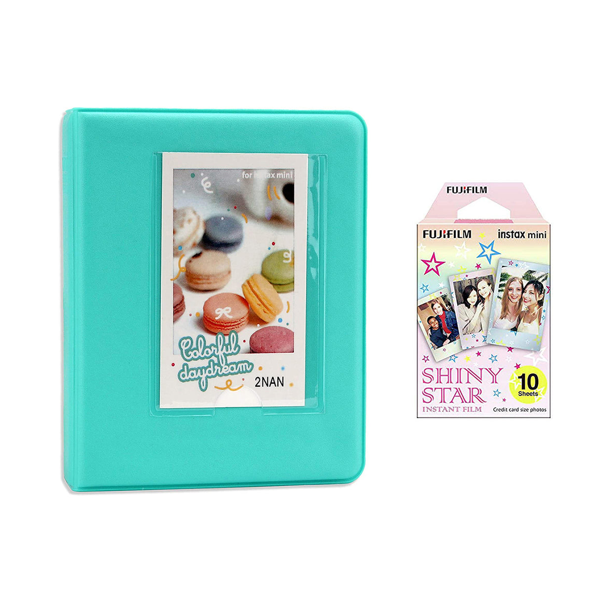 Fujifilm Instax Mini 10X1 shiny star Instant Film with Instax Time Photo Album 64 Sheets Mint Green