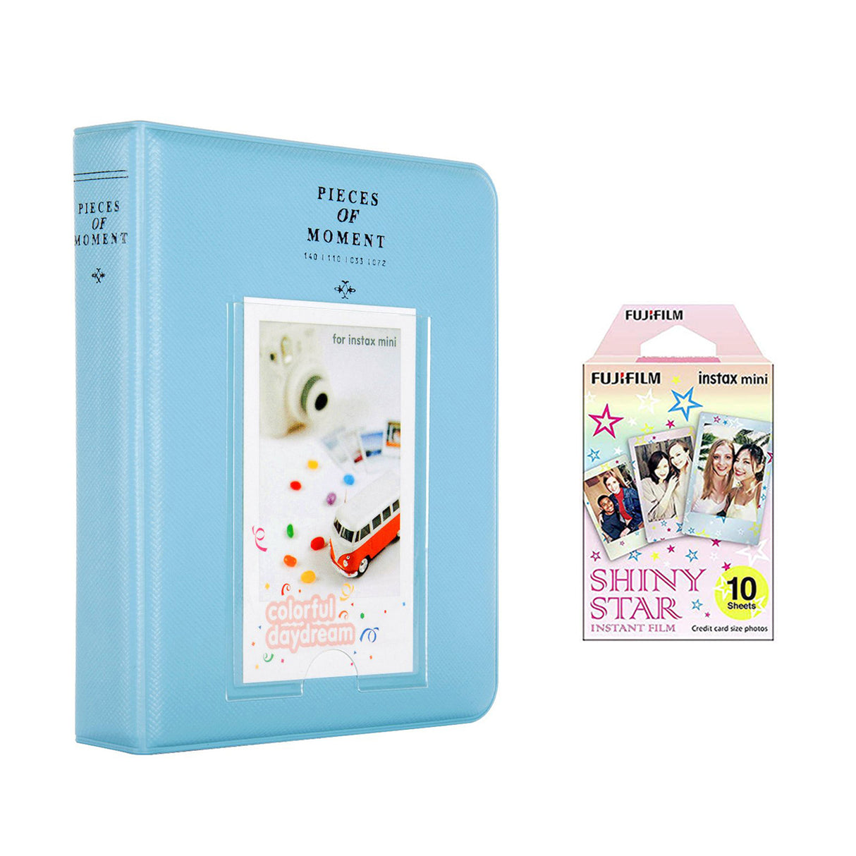 Fujifilm Instax Mini 10X1 shiny star Instant Film with Instax Time Photo Album 64 Sheets sky blue