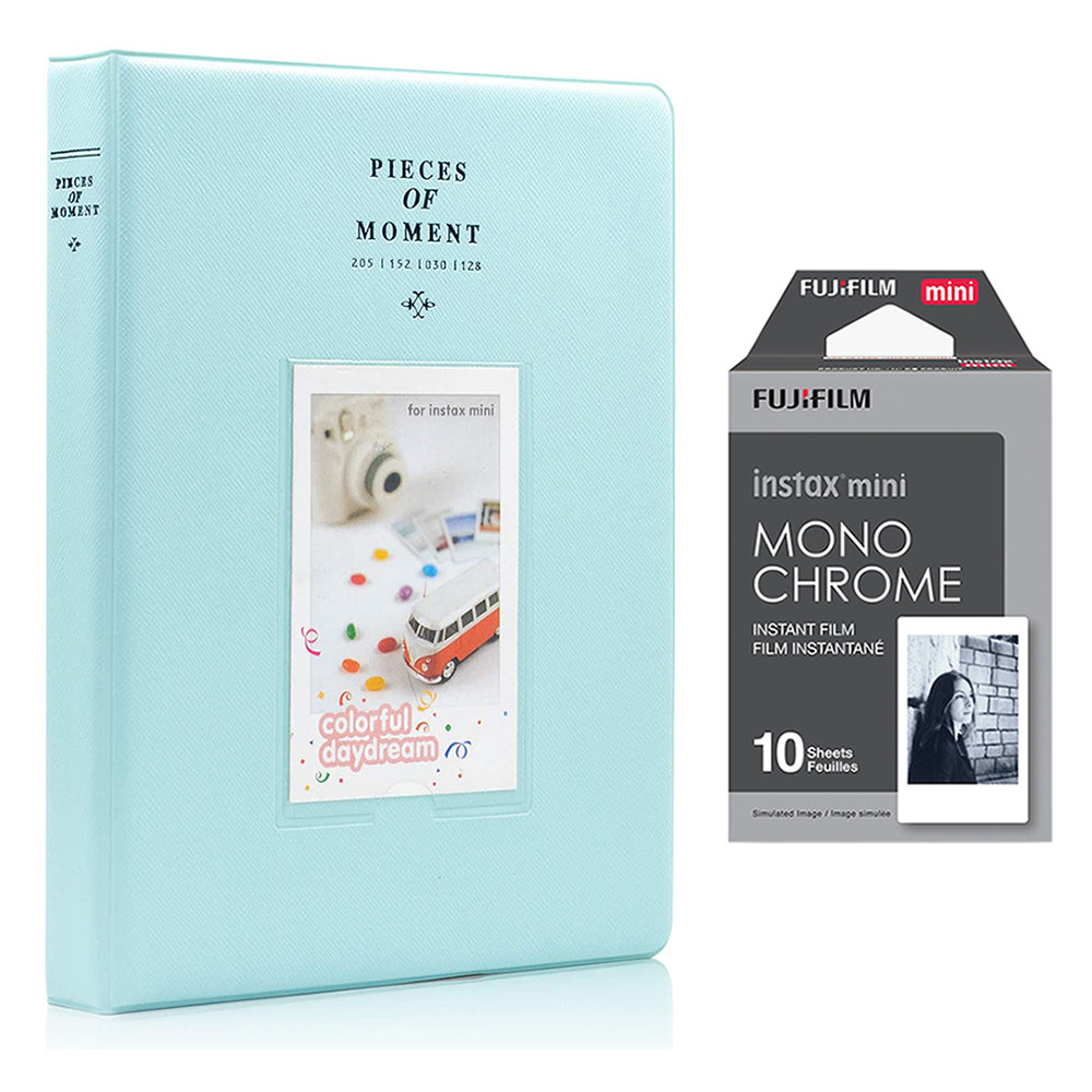 Fujifilm Instax Mini 10X1 Monochrome Instant Film With 128-sheet Album for mini film Ice blue