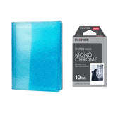 Fujifilm Instax Mini 10X1 Monochrome Instant Film with 64-Sheets Album For Mini Film 3 inch sky blue