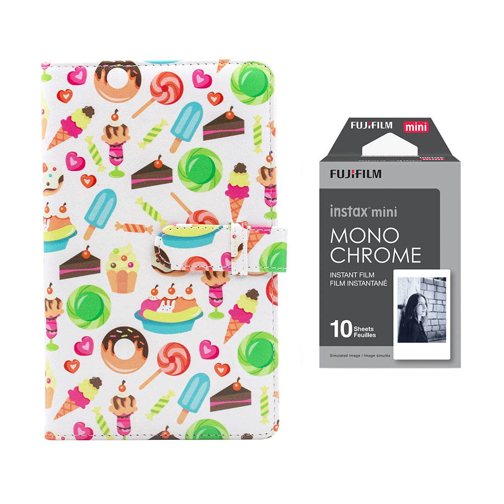Fujifilm Instax Mini 10X1 Monochrome Instant Film with 96-sheet Album for mini film Dessert