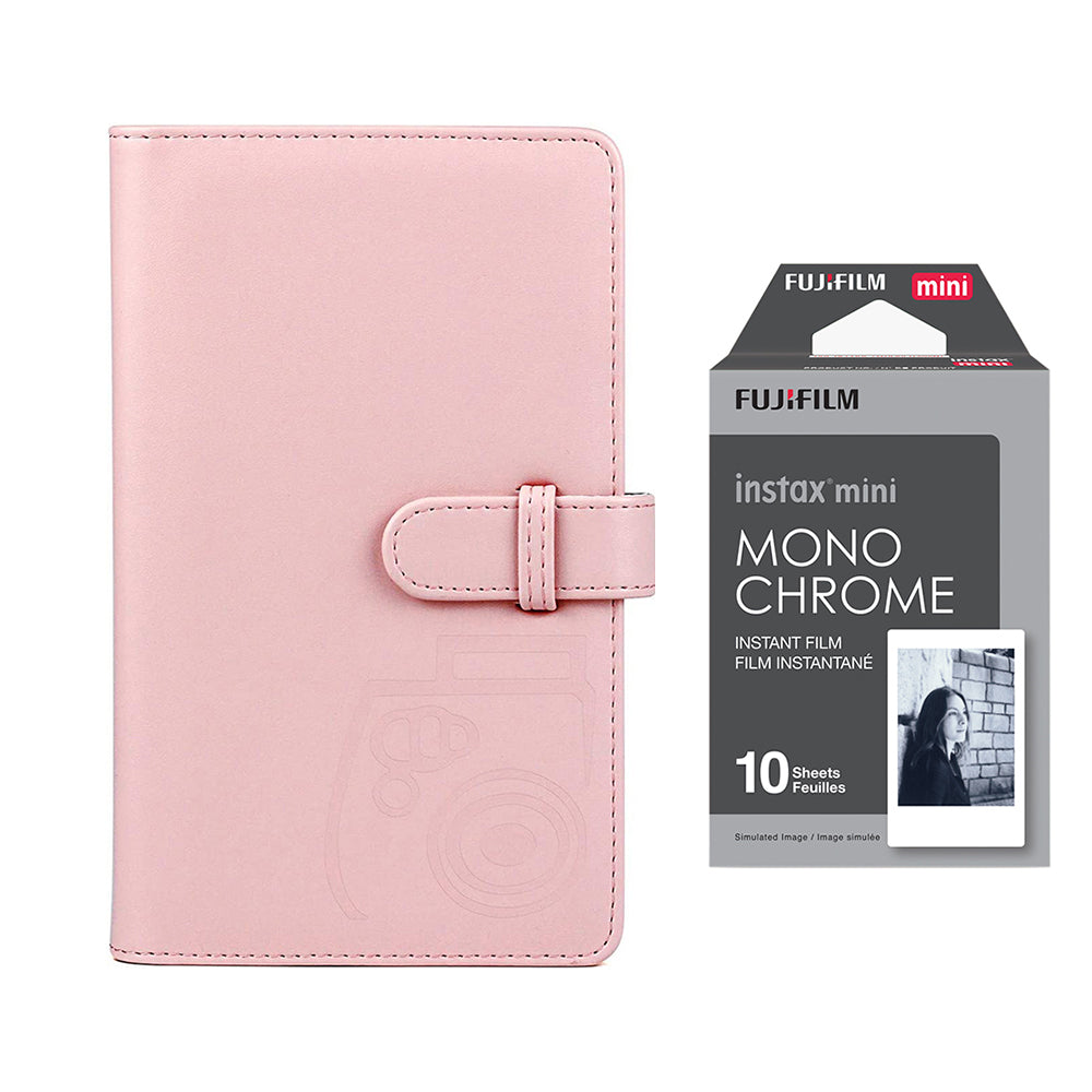 Fujifilm Instax Mini 10X1 Monochrome Instant Film with 96-sheet Album for mini film Blush pink
