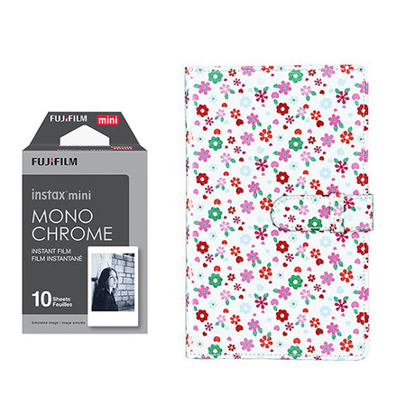 Fujifilm Instax Mini 10X1 Monochrome Instant Film with 96-sheet Album for mini film Flower