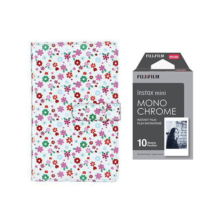 Fujifilm Instax Mini 10X1 Monochrome Instant Film with 96-sheet Album for mini film Flower