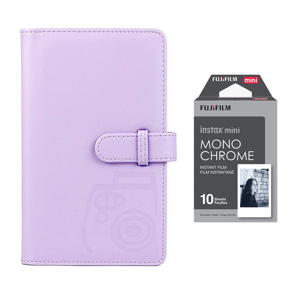 Fujifilm Instax Mini 10X1 Monochrome Instant Film with 96-sheet Album for mini film Lilac purple
