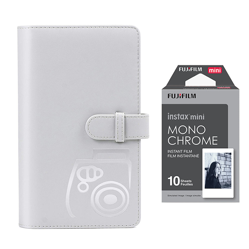 Fujifilm Instax Mini 10X1 Monochrome Instant Film with 96-sheet Album for mini film Smoky white