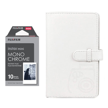 Fujifilm Instax Mini 10X1 Monochrome Instant Film with 96-sheet Album for mini film lce white