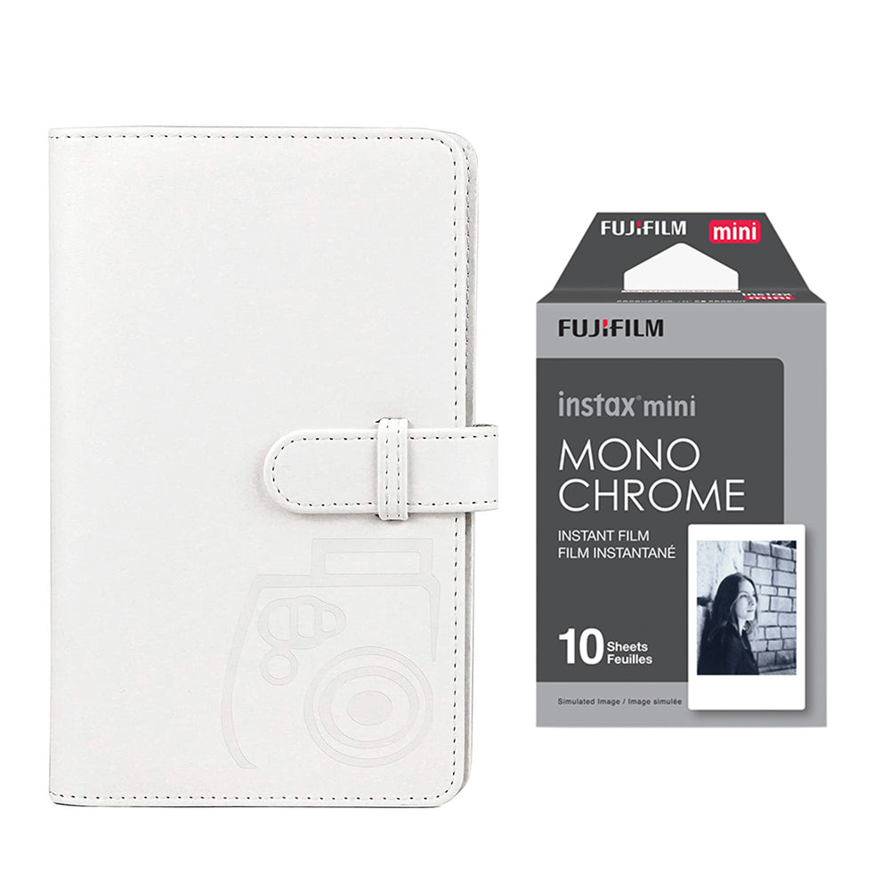 Fujifilm Instax Mini 10X1 Monochrome Instant Film with 96-sheet Album for mini film lce white