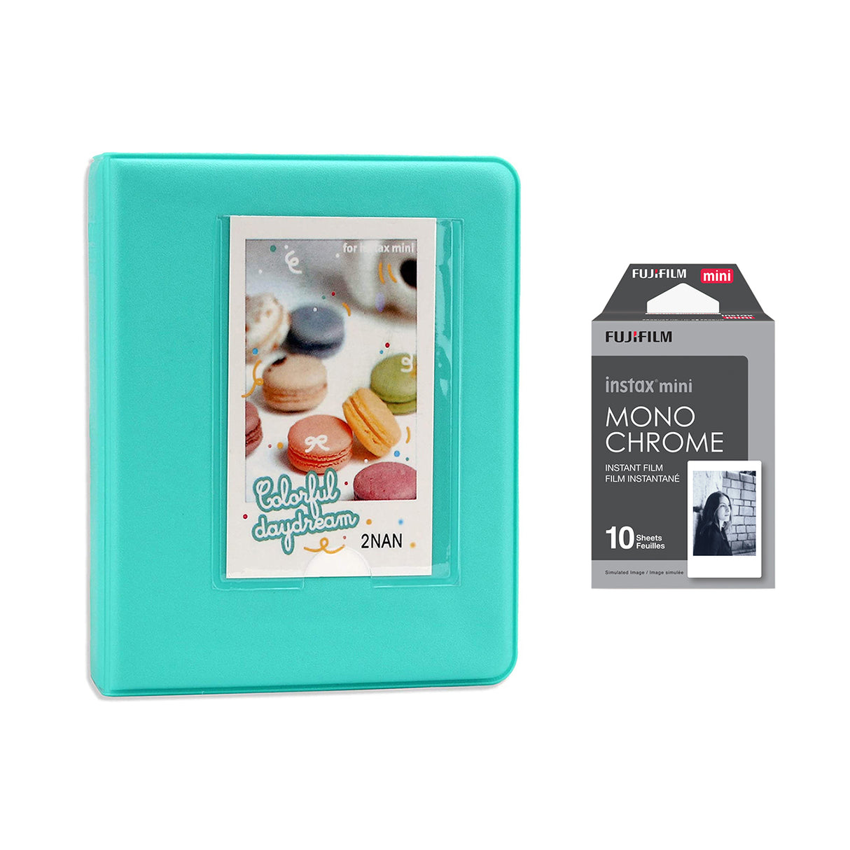 Fujifilm Instax Mini 10X1 Monochrome Instant Film with Instax Time Photo Album 64 Sheets Mint Green
