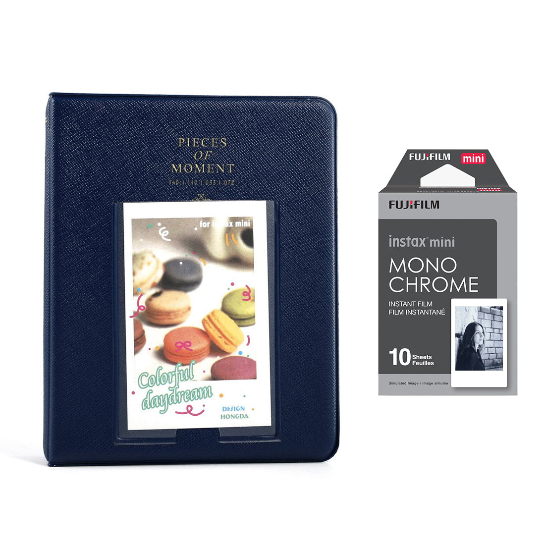 Fujifilm Instax Mini 10X1 Monochrome Instant Film with Instax Time Photo Album 64 Sheets Navy blue