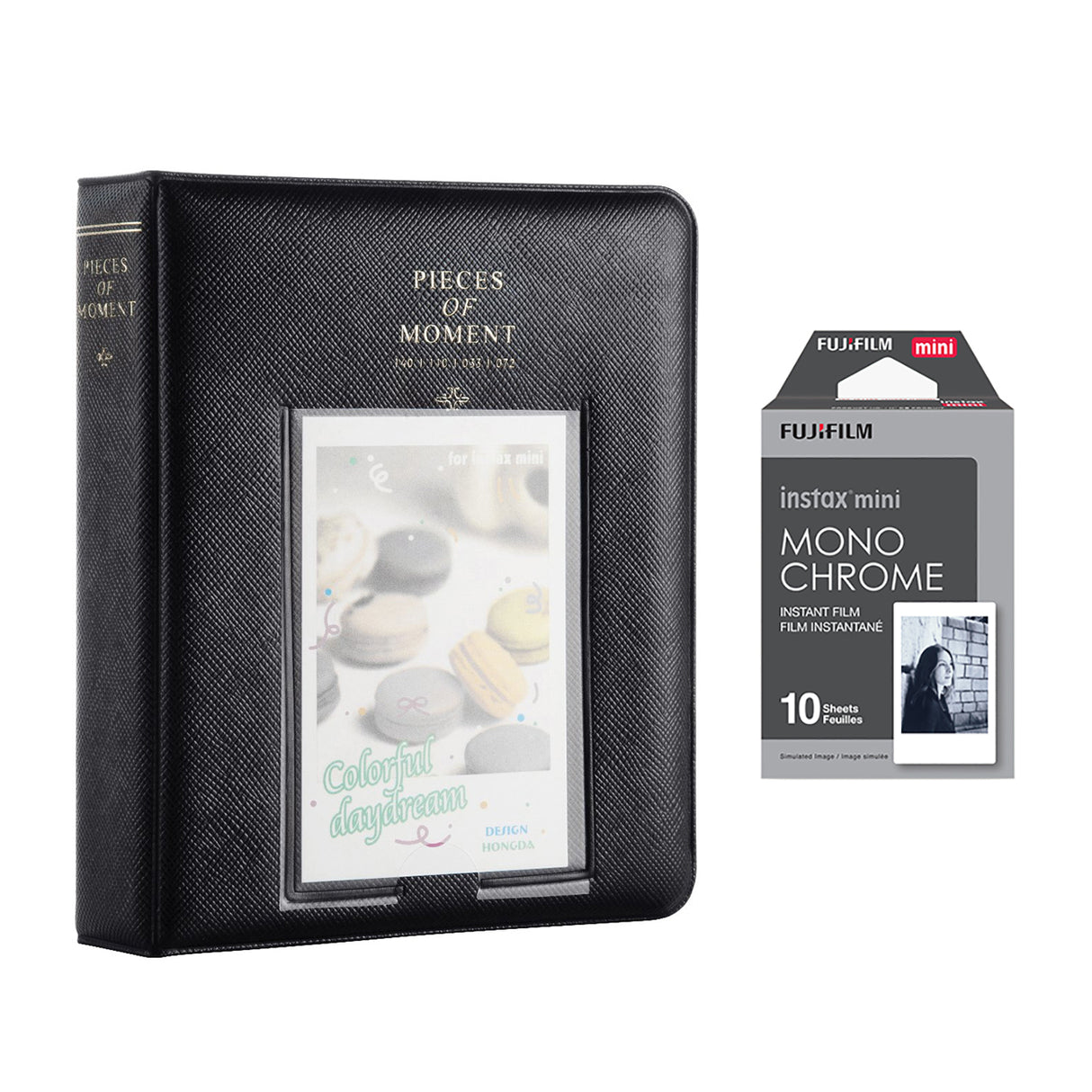 Fujifilm Instax Mini 10X1 Monochrome Instant Film with Instax Time Photo Album 64 Sheets Charcoal grey