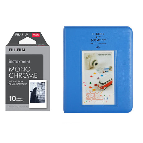 Fujifilm Instax Mini 10X1 Monochrome Instant Film with Instax Time Photo Album 64 Sheets Cobalt blue
