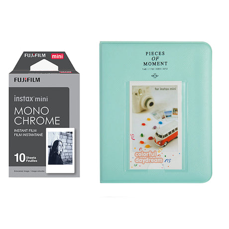 Fujifilm Instax Mini 10X1 Monochrome Instant Film with Instax Time Photo Album 64 Sheets Ice blue