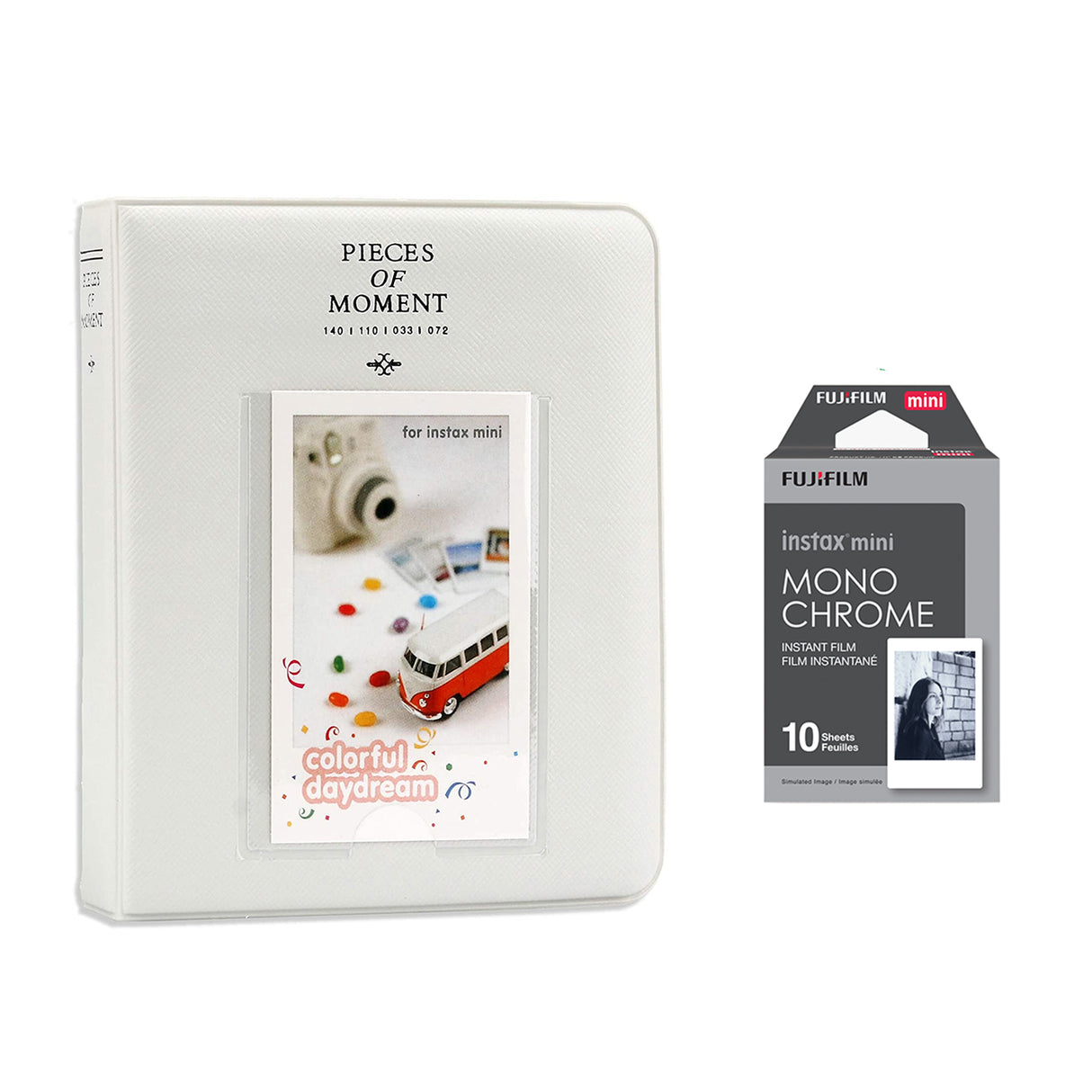 Fujifilm Instax Mini 10X1 Monochrome Instant Film with Instax Time Photo Album 64 Sheets Ice white