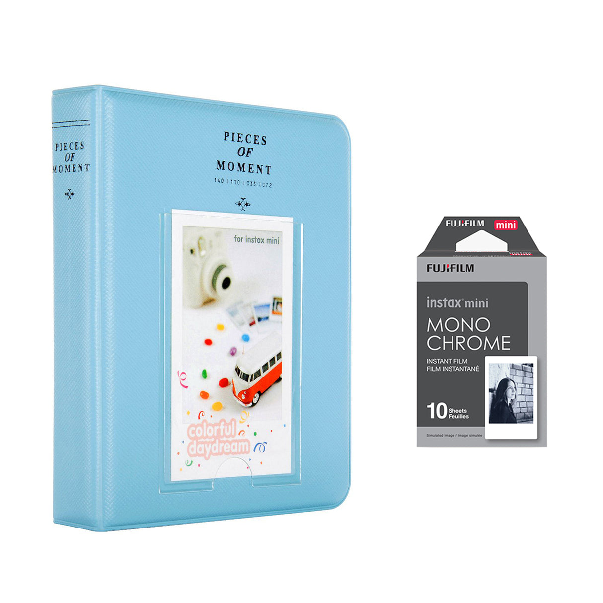 Fujifilm Instax Mini 10X1 Monochrome Instant Film with Instax Time Photo Album 64 Sheets Sky blue