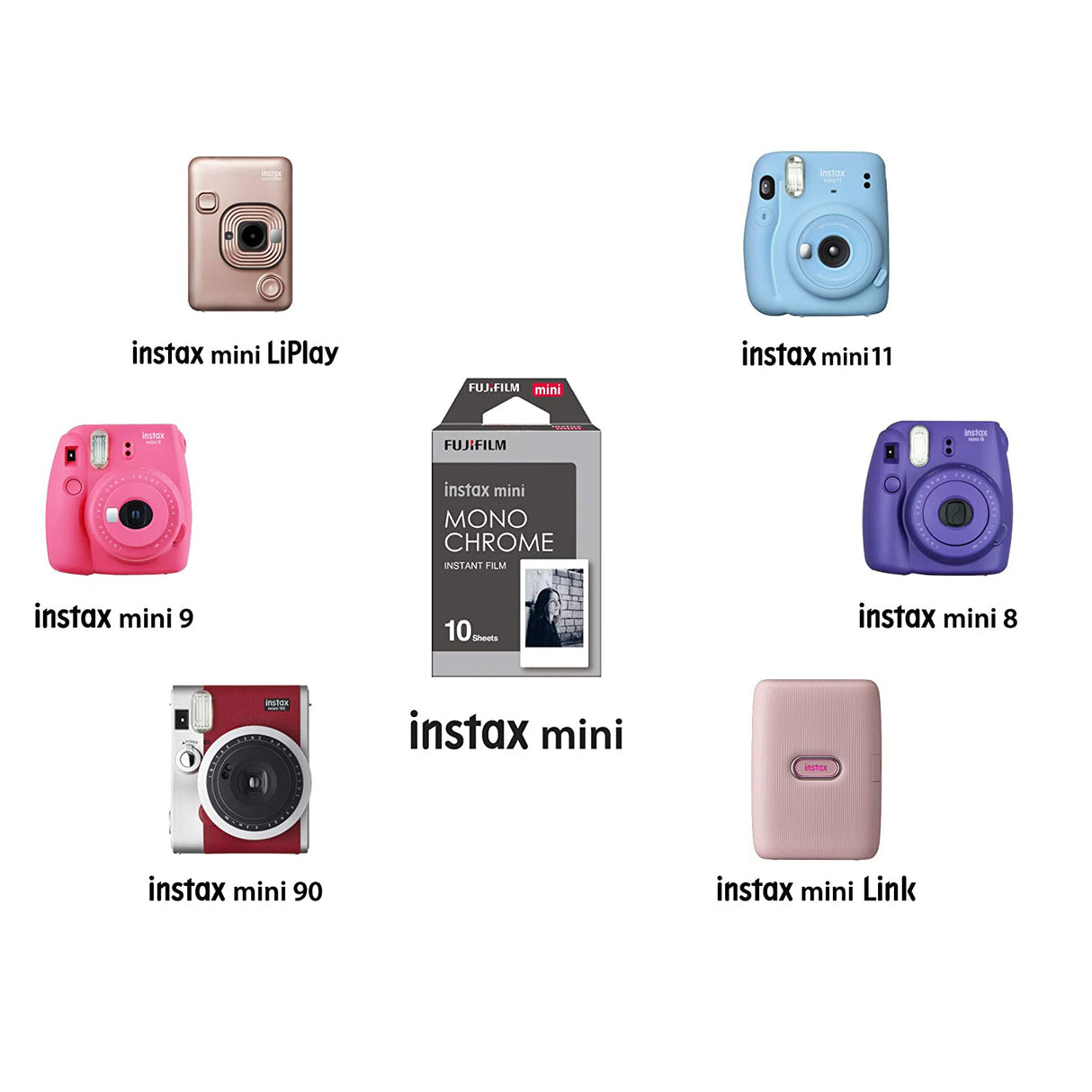 FUJIFILM Instax Mini 10x1 Instant Film Monochrome