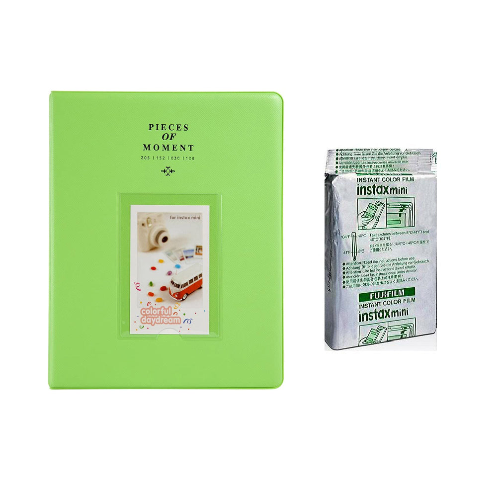 Fujifilm Instax Mini 10X1 Sheets Instant Film with 128-sheet Album for mini film ( Lime Green)