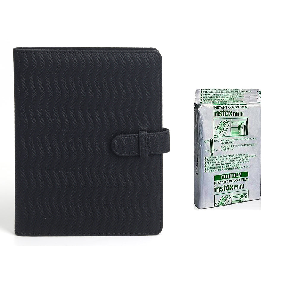 Fujifilm Instax Mini 10X1 Sheets Instant Film with 128-sheet Album for mini film (Black Wave)